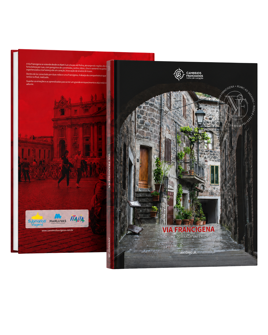 Mockup do livro Via Francigena Uma Jornada Interior
