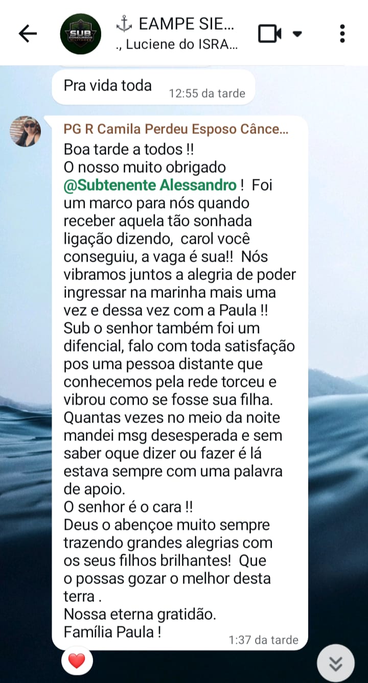 Depoimento de aluno