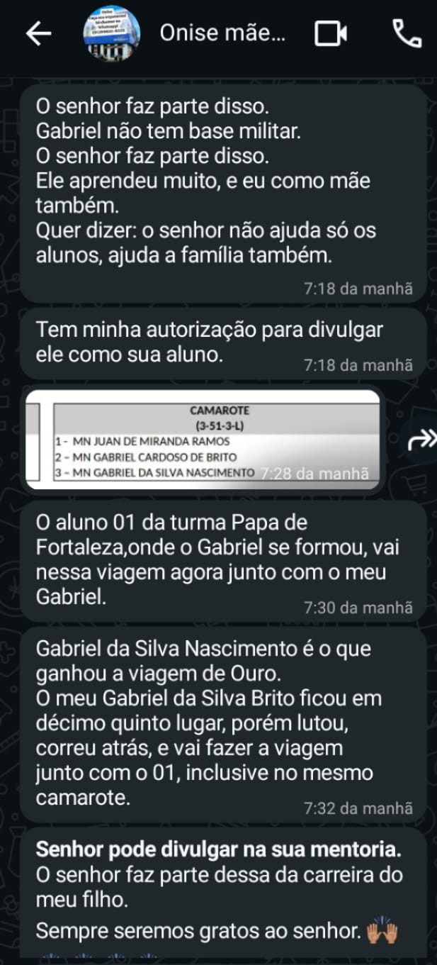 Depoimento de aluno