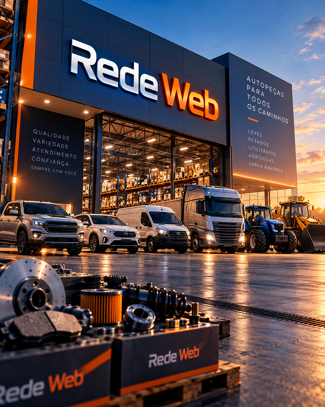 Centro Logístico Rede Web ao Entardecer
